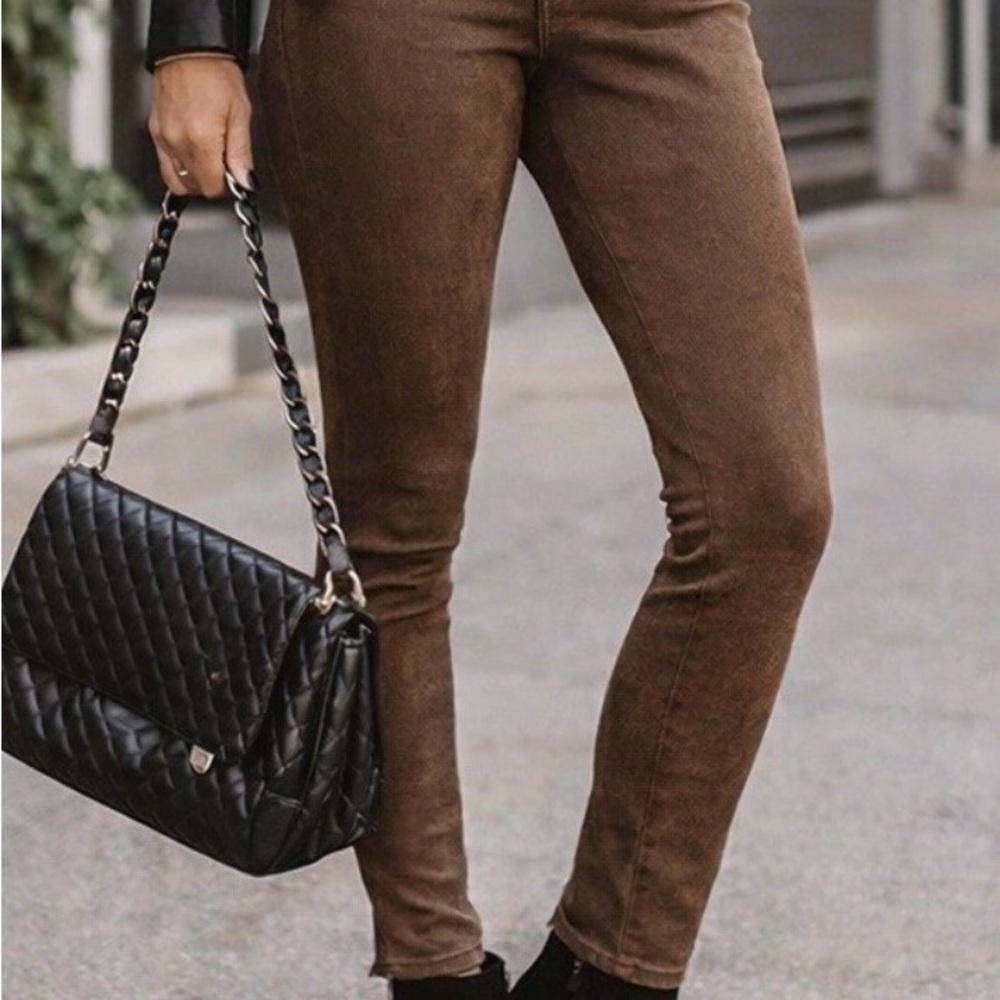KUT Mia Brown Toothpick Skinny Faux Brown Suede